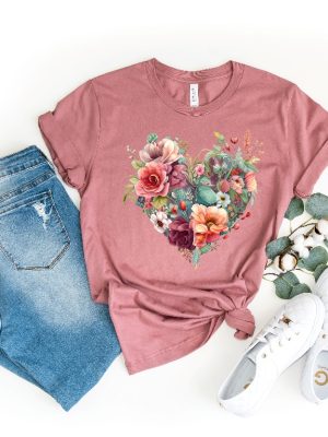 Wildflower Floral Shirt Flower Heart Shirt Womens Flower Shirt Boho Shirt Botanical Shirt Nature Lover Shirt Spring Shirts For Women Unique revetee 3