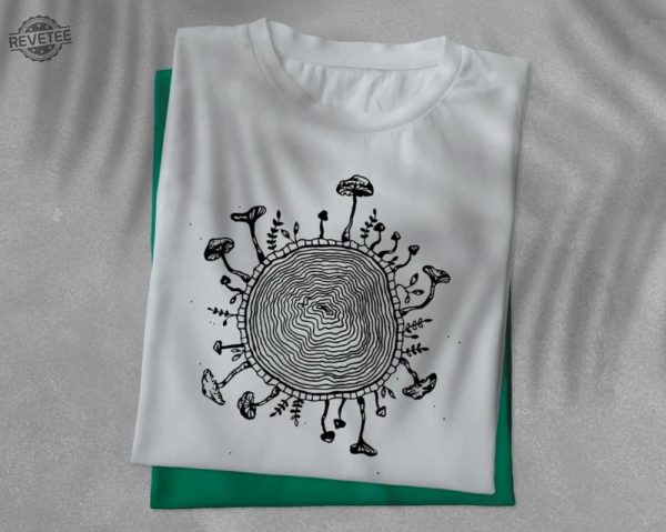 Mushroom Tree Ring Shirt Magic Mushroom Nature Printed T Shirt Botanical Plant Outdoor Camping Tee Mushrooms Shrooms Forest Graphic Tops Unique revetee 1