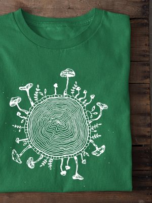 Mushroom Tree Ring Shirt Magic Mushroom Nature Printed T Shirt Botanical Plant Outdoor Camping Tee Mushrooms Shrooms Forest Graphic Tops Unique revetee 2