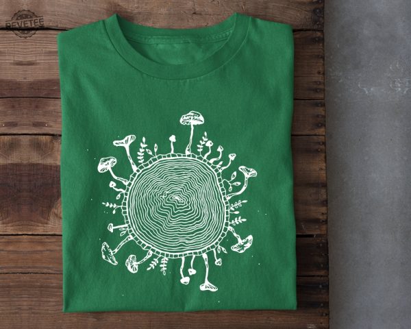 Mushroom Tree Ring Shirt Magic Mushroom Nature Printed T Shirt Botanical Plant Outdoor Camping Tee Mushrooms Shrooms Forest Graphic Tops Unique revetee 2