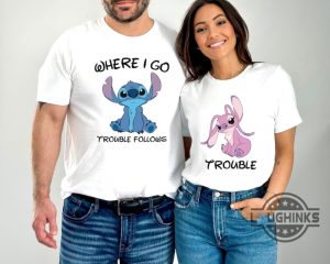 stitch and angel matching shirt sweatshirt hoodie mens womens funny tee where i go trouble follows disney trip tshirt couple matching outfits disney shirts laughinks 1 2