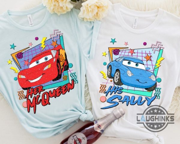 disney cars shirts sweatshirts hoodies retro 90s pixar his sally and her mcqueen tshirt 2024 disneyland vacation trip tee valentines day gift couple matching outfits laughinks 1 1