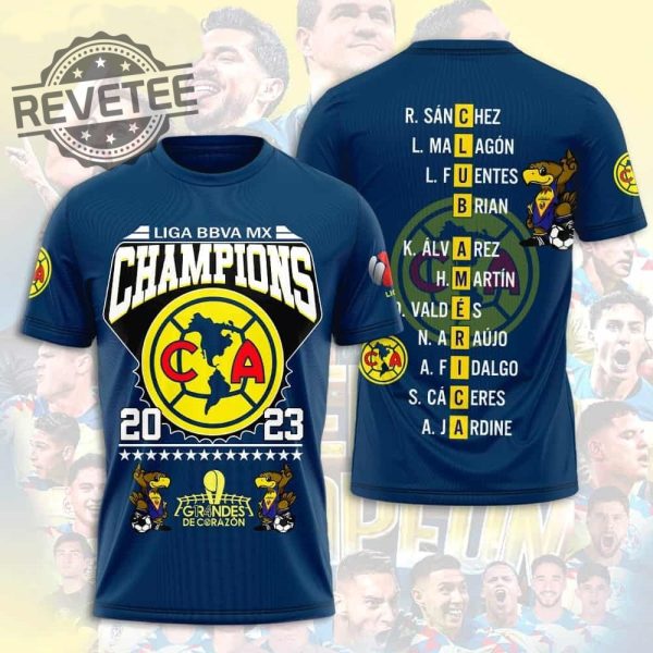 Club America Liga Bbva Mx Champions 2023 Shirt Hoodie Sweatshirt 3D All Over Printed revetee 1