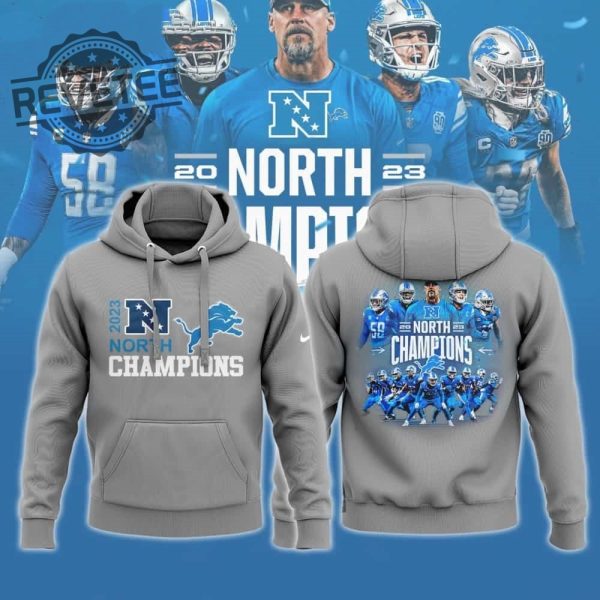Lions 2023 Nfc North Division Champions 3D Gray Hoodie Jogger Set Hoodie Sweatshirt 3D All Over Printed Unique revetee 1