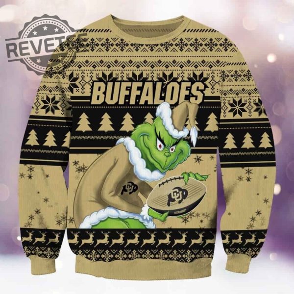 Buffaloes Grnch Christmas Ugly Sweater Hoodie Sweatshirt 3D All Over Printed Unique revetee 4