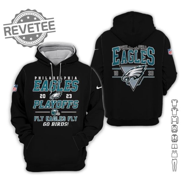 Eagles 2023 Playoffs Fly Eagles Fly Go Birds Hoodie Hoodie Sweatshirt 3D All Over Printed Unique revetee 1