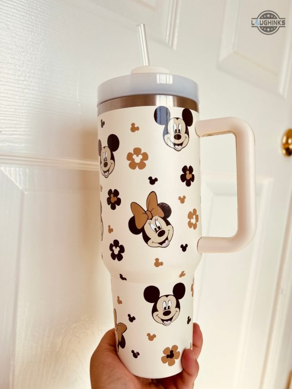 mickey tumbler with minnie mouse 40oz stainless steel stanley tumbler dupe cup with handle 40 oz classic disney movie gift laughinks 1 1