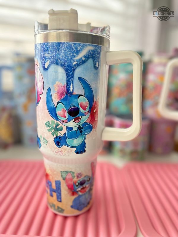 stitch cups lilo and stitch 40oz stainless steel stanley tumbler dupe cup with handle 40 oz disney gift for movie lover laughinks 1