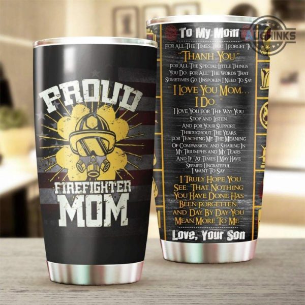 firefighter tumbler 20oz 30oz proud firefighter mom stainless steel tumbler cups firefighter mom tumblers mothers day thank you gift laughinks 3