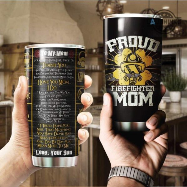 firefighter tumbler 20oz 30oz proud firefighter mom stainless steel tumbler cups firefighter mom tumblers mothers day thank you gift laughinks 6