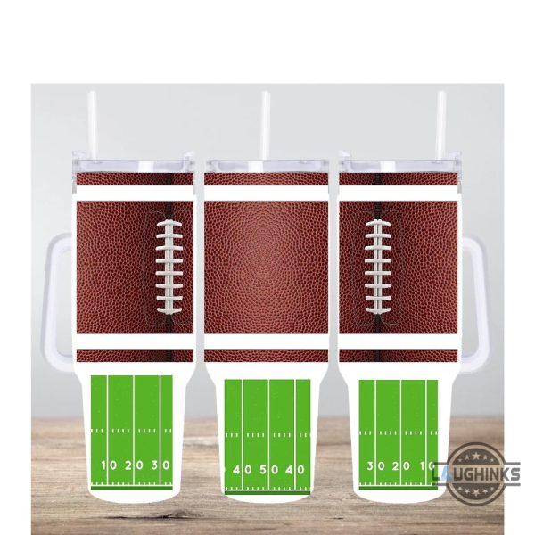 football field cup sports 40oz stainless steel stanley tumbler dupe cup with handle football 40 oz metal tumbler gift for lovers laughinks 1
