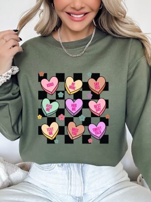 Valentine Conversation Hearts Sweater Retro Candy Hearts Sweater Valentine Shirt For Women And Girl Conversation Hearts Candy Funny Cute Unique revetee 2