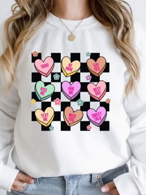 Valentine Conversation Hearts Sweater Retro Candy Hearts Sweater Valentine Shirt For Women And Girl Conversation Hearts Candy Funny Cute Unique revetee 3