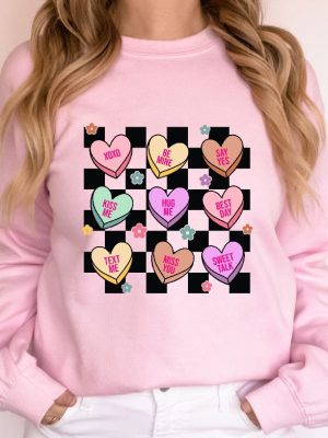 Valentine Conversation Hearts Sweater Retro Candy Hearts Sweater Valentine Shirt For Women And Girl Conversation Hearts Candy Funny Cute Unique revetee 4