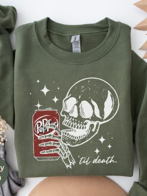 Till Death Dr Pepper Sweatshirt Skeleton Sweatshirt Halloween Sweater Cute Dr Pepper Shirt Skeleton Drinking Dr Pepper Sweatshirt Unique revetee 2