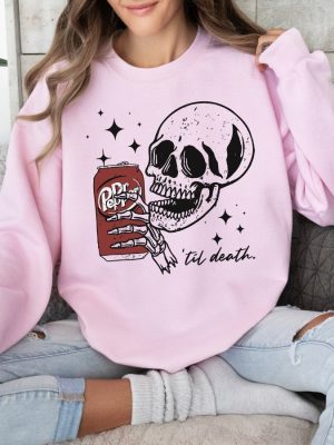 Till Death Dr Pepper Sweatshirt Skeleton Sweatshirt Halloween Sweater Cute Dr Pepper Shirt Skeleton Drinking Dr Pepper Sweatshirt Unique revetee 6