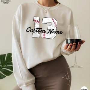 Custom Baseball Jersey Shirt Womens Custom Baseball Sweatshirt Personalized Baseball Mom Hoodie Custom Baseball Player Gifts Unique revetee 3