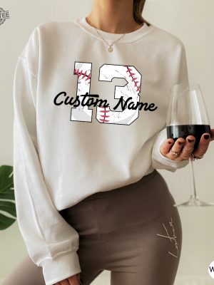 Custom Baseball Jersey Shirt Womens Custom Baseball Sweatshirt Personalized Baseball Mom Hoodie Custom Baseball Player Gifts Unique revetee 3