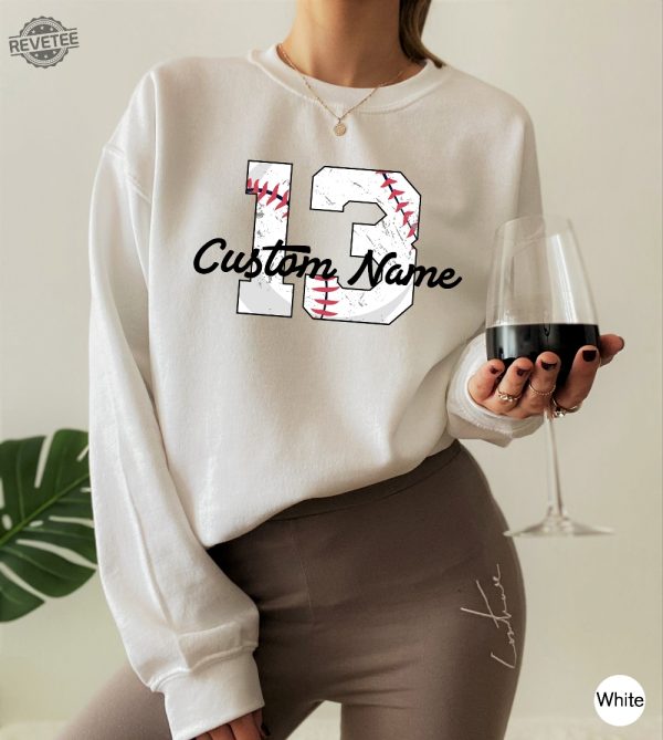 Custom Baseball Jersey Shirt Womens Custom Baseball Sweatshirt Personalized Baseball Mom Hoodie Custom Baseball Player Gifts Unique revetee 3