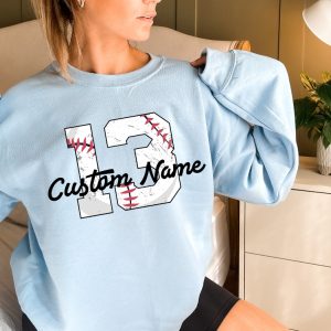 Custom Baseball Jersey Shirt Womens Custom Baseball Sweatshirt Personalized Baseball Mom Hoodie Custom Baseball Player Gifts Unique revetee 5