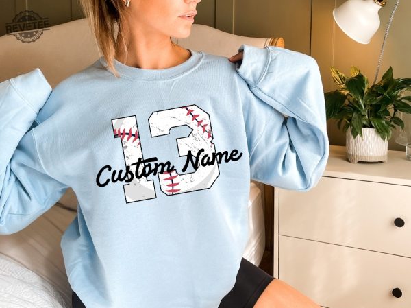 Custom Baseball Jersey Shirt Womens Custom Baseball Sweatshirt Personalized Baseball Mom Hoodie Custom Baseball Player Gifts Unique revetee 5