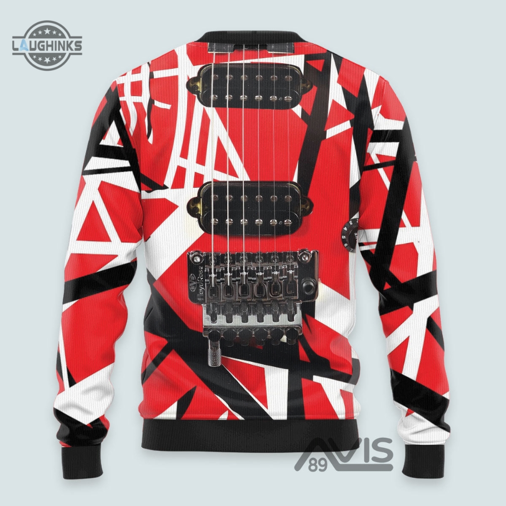 Animal Van Halen Guitar Ugly Christmas Sweater  All Over Printed Artificial Wool Sweatshirt Mens Womens Funny Xmas Gift