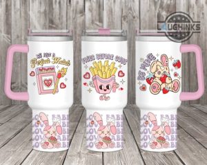 stanley valentines cup 2024 funny pink valentines day gift we are a perfect match 40oz stainless steel tumbler fries before guys be mine laughinks 1