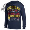 Champion University Of Michigan Football 2024 Rose Bowl Game Champions Navy Long Sleeve Tee Rose Bowl Champions Shirt Michigan Rose Bowl Champs Shirt revetee 1