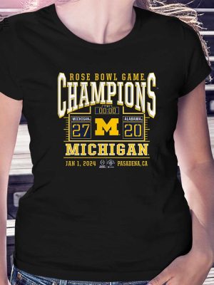 Rose Bowl Game Champions Michigan 2720 Alabama Jan 1 2024 Pasadena Ca Shirt Rose Bowl Champions Shirt Michigan Rose Bowl Champs Shirt revetee 2