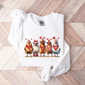 Valentines Day Farm Chickens Sweatshirt Valentine Farm Sweater Animal Lover Gift Animal Valentines Gift For Chicken Lover revetee 5