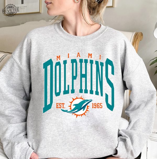 Vintage Miami Football Crewneck Sweatshirt Dolphins Fan Gift Retro Miami Football Hoodie Dolphins Team Tshirt Miami Football Apparel revetee 1