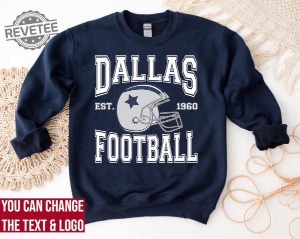 Dallas Football Sweatshirt Dallas Football Shirt Vintage Style Dallas Football Sweatshirt Dallas Fan Gift Sunday Football revetee 1