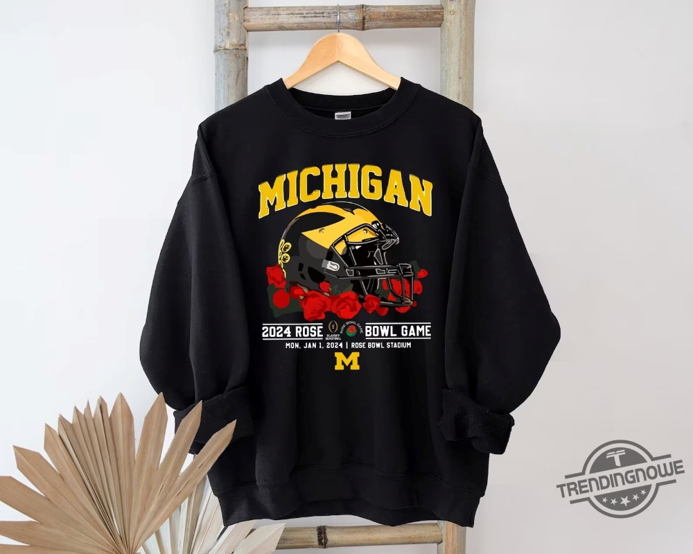 Michigan Wolverines Rose Bowl 2024 Flower Shirt Sweatshirt Hoodie University Of Michigan Rose Bowl Champion Collegiate Shirt