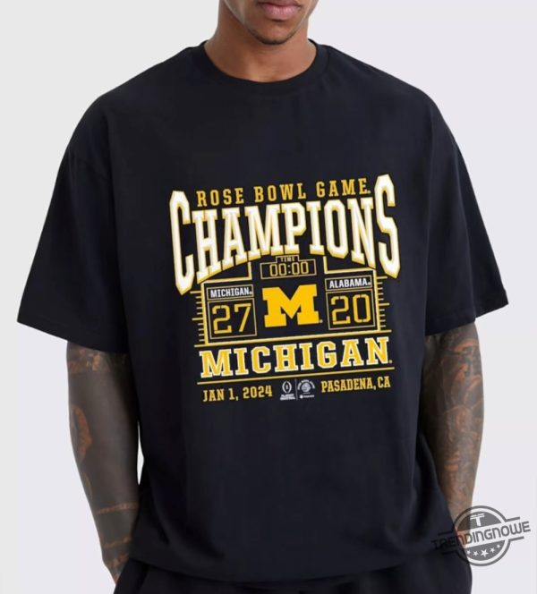 Michigan 27 20 Alabama College Football Shirt 2024 Rose Bowl Champions Finals Score Shirt trendingnowe 1