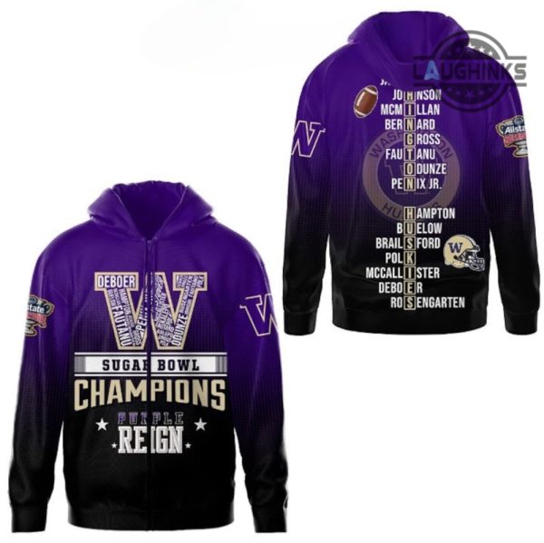 university of washington hoodie tshirt sweatshirt all over printed 2024 sugar bowl champions washington huskies shirts purple reign washington football tee gift laughinks 4