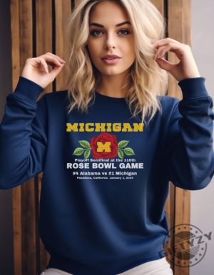 Rose Bowl Sleeve Text Wolverines Shirt Gift For U Of M Fan Hoodie Alumni Or Student Tshirt Cozy Sweatshirt For Mimi Or Dad Unique College Football Design Shirt giftyzy 4