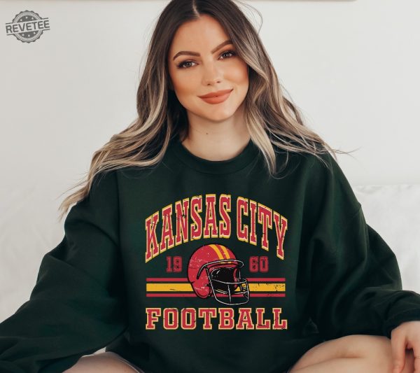 Kansas City Chief Retro Style Sweatshirt Crewneck Vintage Chief Fan Gift Football Crewneck Sweatshirt Football Fan Tee Unique revetee 3