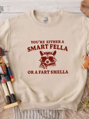 Are You A Smart Fella Or Fart Smella Retro Cartoon Sweatshirt Weird Sweatshirt Meme Sweatshirt Trash Panda Sweatshirt Unisex Unique revetee 7