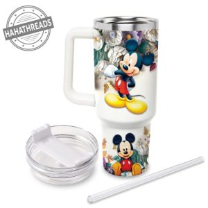 Mickey Mouse Tumbler 40 Oz Mickey Mouse Castle Glitter Pattern 40Oz  Stainless Steel Stanley Tumbler With Handle And Straw Lid Disney Cups NEW -  Laughinks