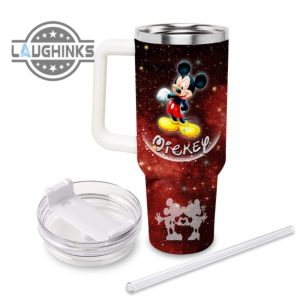 mickey mouse castle glitter pattern 40oz tumbler with handle and straw lid 40 oz stanley travel cups laughinks 1 4