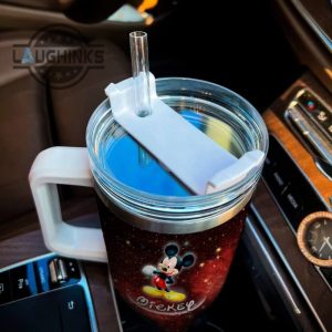 mickey mouse castle glitter pattern 40oz tumbler with handle and straw lid 40 oz stanley travel cups laughinks 1 5