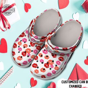 personalized valentine lips kiss clog shoes for men and women classic valentine crocs valentines day crocs laughinks 1 1