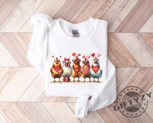 Valentines Day Farm Chickens Shirt Valentine Farm Sweater Animal Lover Hoodie Animal Tshirt Gift For Chicken Lover giftyzy 2