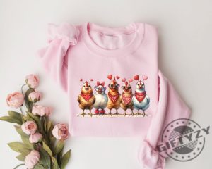 Valentines Day Farm Chickens Shirt Valentine Farm Sweater Animal Lover Hoodie Animal Tshirt Gift For Chicken Lover giftyzy 3