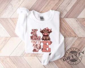 Valentines Highland Cow Shirt Love Sweater Highland Cow Valentines Sweatshirt Western Country Tshirt Cow Lover Hoodie Valentines Gift giftyzy 2