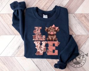 Valentines Highland Cow Shirt Love Sweater Highland Cow Valentines Sweatshirt Western Country Tshirt Cow Lover Hoodie Valentines Gift giftyzy 3