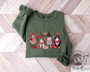 Cute Cats Valentines Day Shirt Cat Lover Valentine Hoodie Cat Family Tshirt Mini Bear Heart Valentine Crewneck Sweatshirt Cat Owner Shirt giftyzy 2