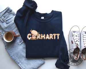 Highland Cow Shirt Carhartt Sweatshirt Cute Cow Hoodie Animal Lover Tshirt Highland Cow Gift giftyzy 2