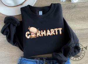 Highland Cow Shirt Carhartt Sweatshirt Cute Cow Hoodie Animal Lover Tshirt Highland Cow Gift giftyzy 3