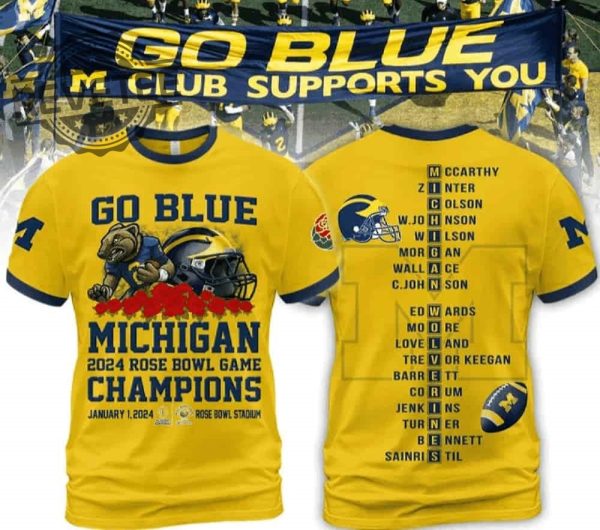 Go Blue Michigan 2024 Rose Bowl Game Champs January 1 2024 Shirt Hoodie Sweatshirt Long Sleeve Shirt revetee 1